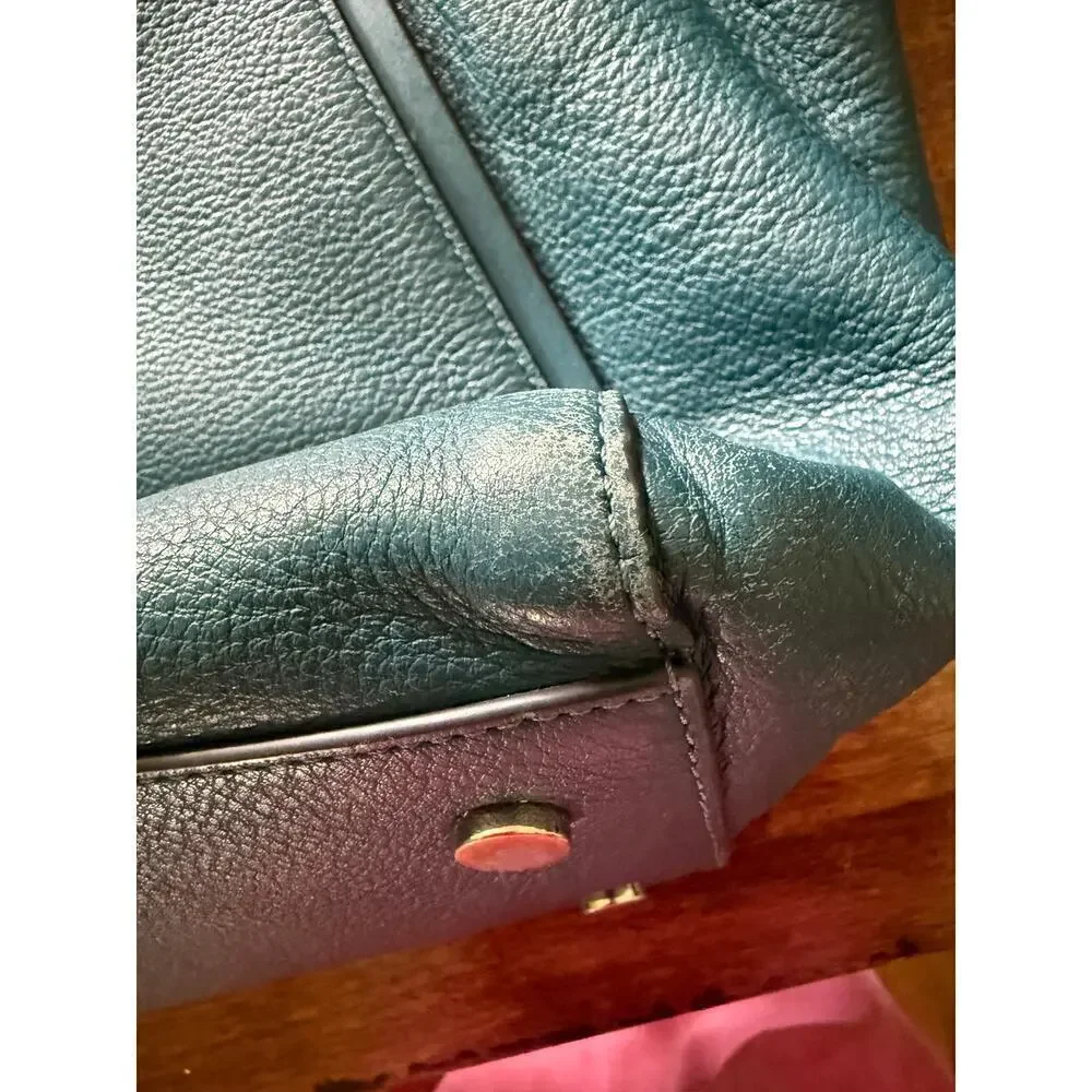 Michael Kors Whitney Large LeatherTeal Zippered Tote GUC